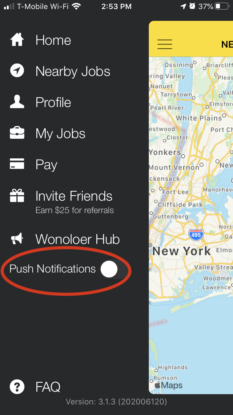 How do I turn on my notifications for job alerts?